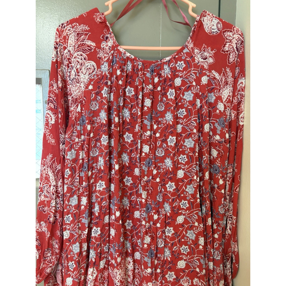 Free People Red Floral Mini Dress - Picture 6 of 10
